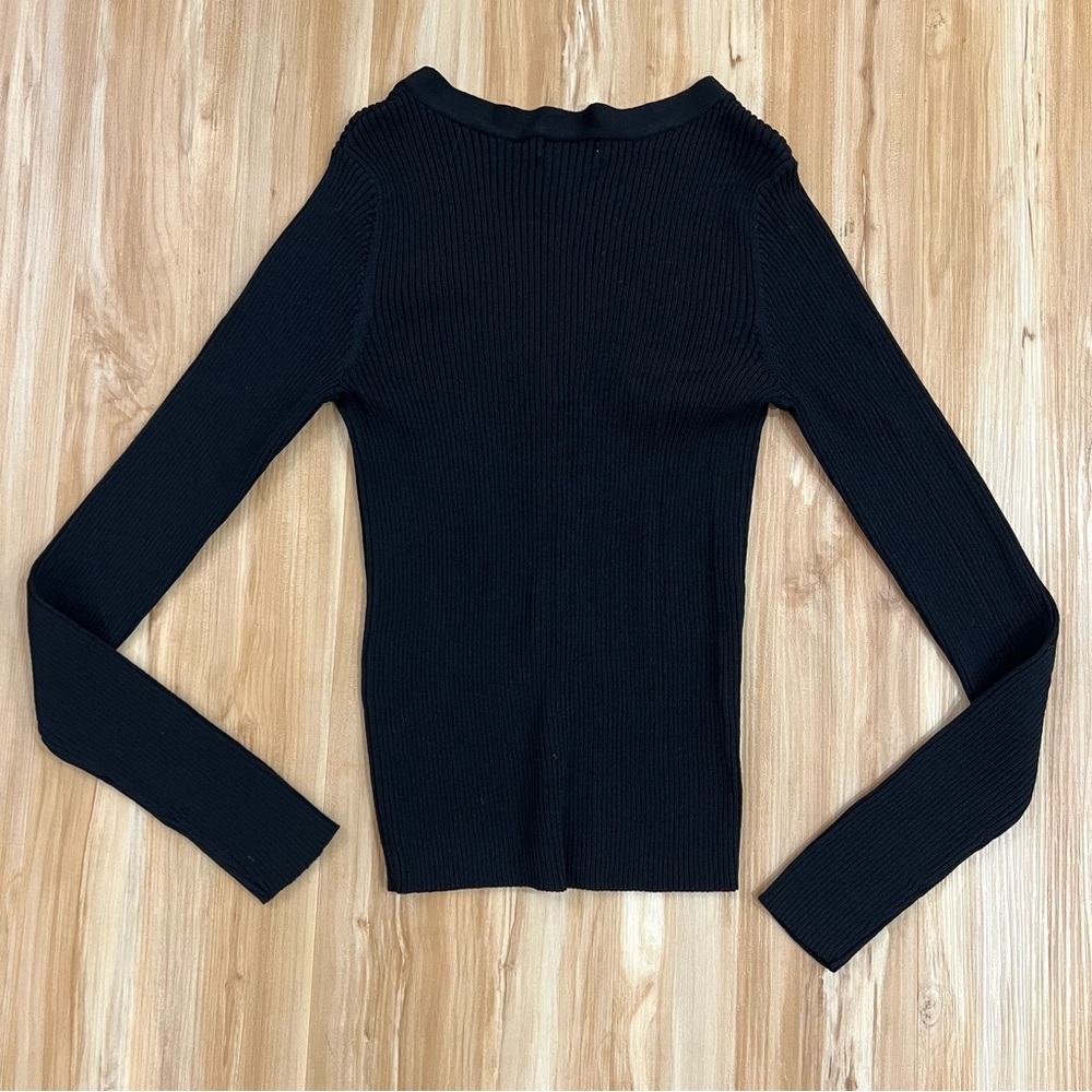 Leith Ribbed Button-Front Sweater - Picture 3 of 4